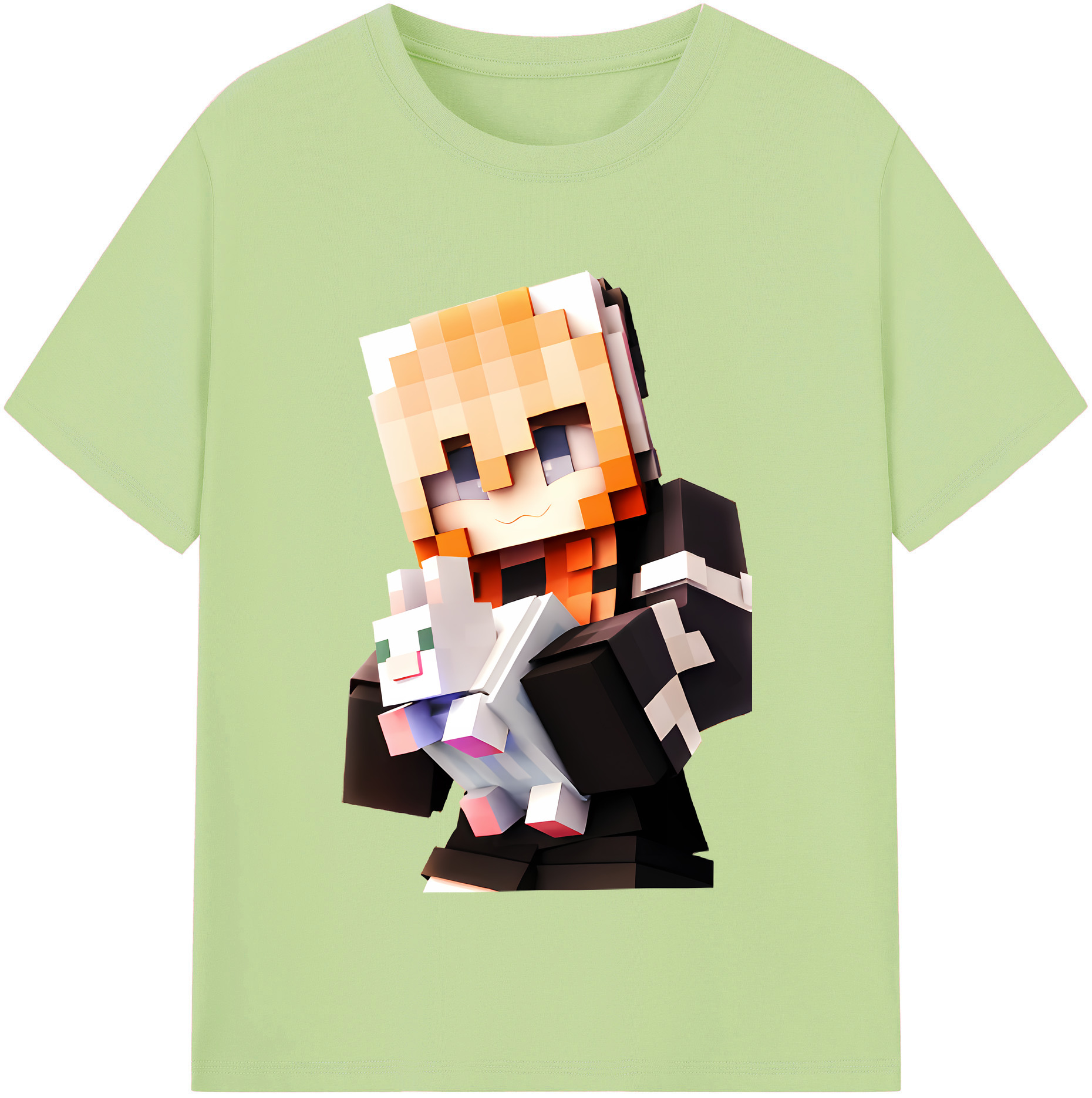 （画像用） マインクラフト ブロックの世界 Minecraft MC Block world 綿100％半袖Tシャツ（フロントプリント）